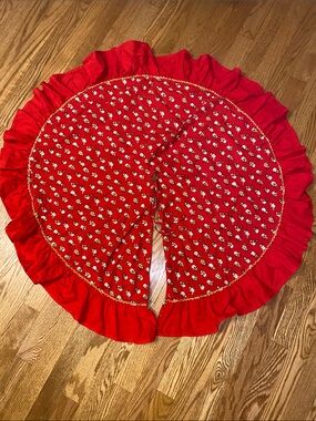 Vintage Christmas Tree Skirt Snowman